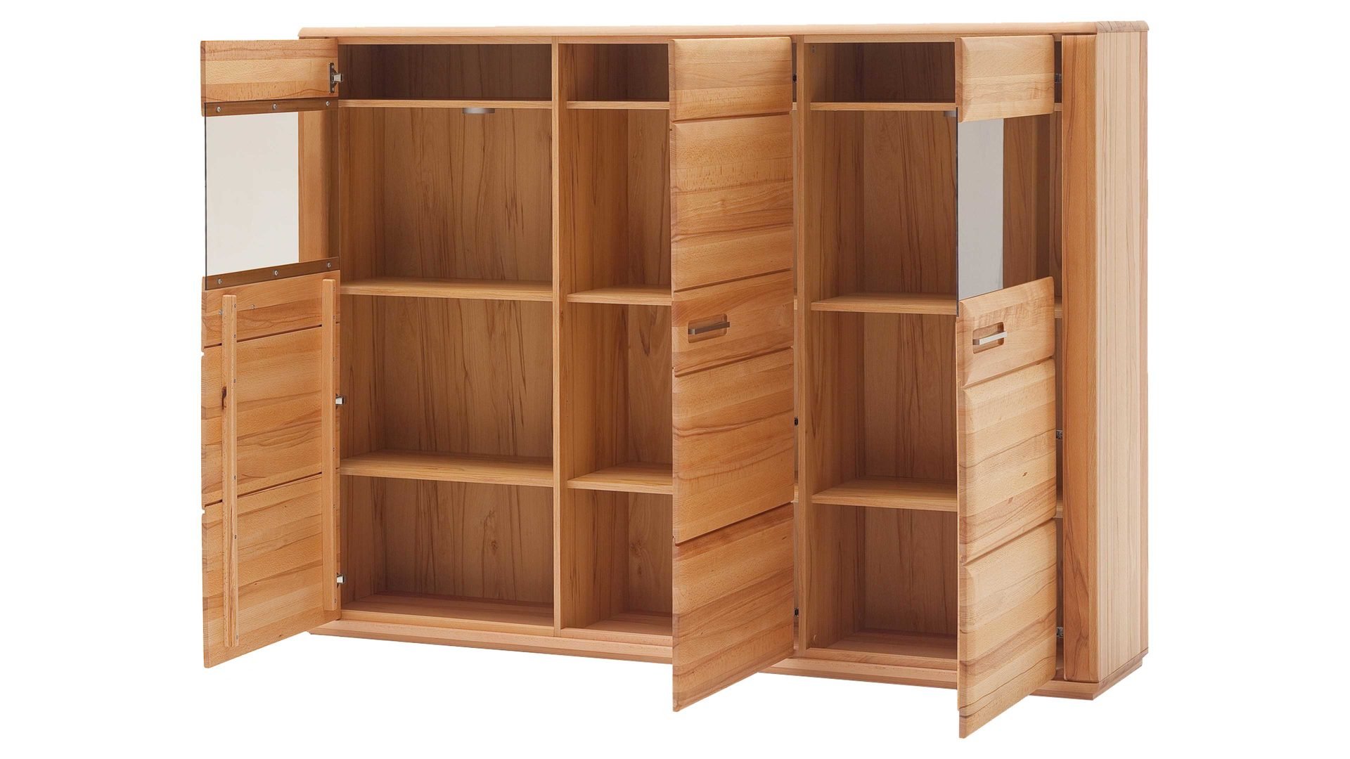 Highboard Mca furniture aus Holz in Holzfarben Wohnprogramm Sena - Highboard bzw. Wohnzimmerschrank geölte Kernbuche – drei Türen