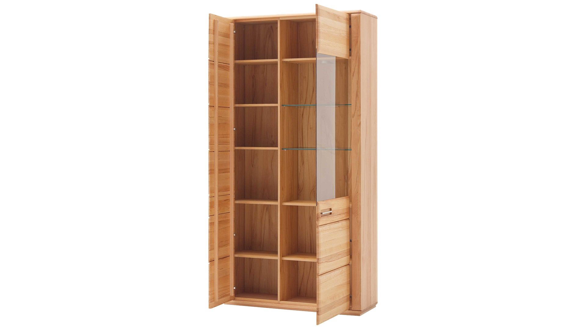 Vitrine Mca direkt aus Holz in Holzfarben Wohnprogramm Sena - Vitrinenschrank bzw. Wohnzimmerschrank geölte Kernbuche – zwei Türen