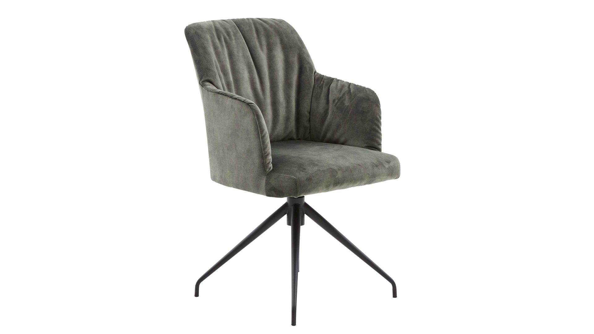 Polsterstuhl Interliving aus Stoff in Grün Interliving Esszimmer Serie 5110 - Armlehnstuhl C1212 grüner Bezug Genova & schwarzer Spinnenfuß