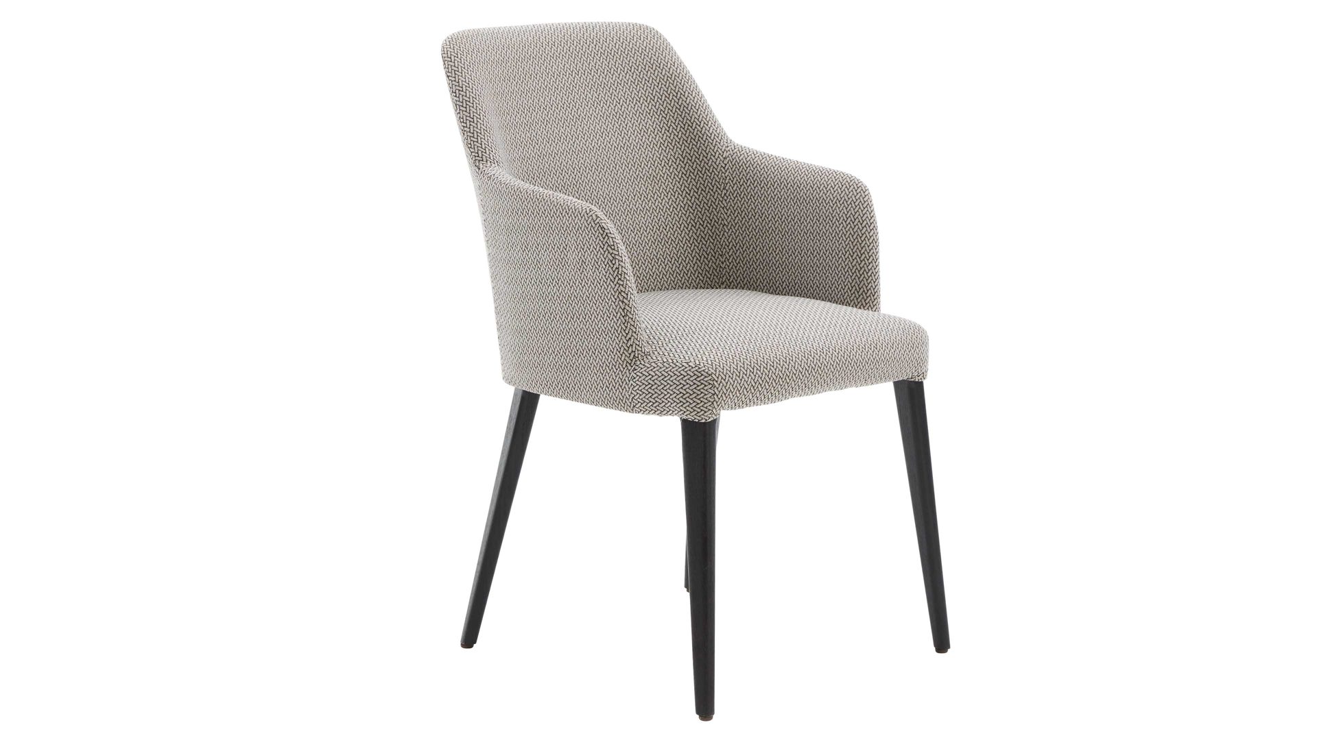 Polsterstuhl Interliving aus Stoff in Grau Interliving Esszimmer Serie 5110 - Armlehnstuhl silberfarbener Bezug Calvin & ebenholzfarbene Holzfüße