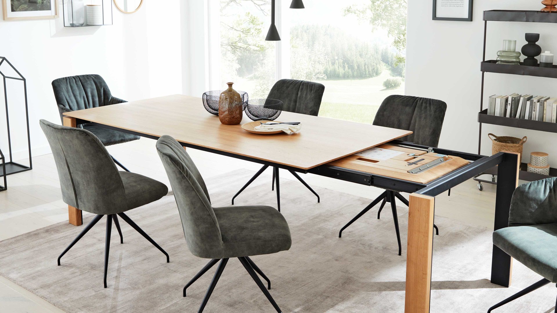 Auszugtisch Interliving aus Holz in Holzfarben Interliving Esszimmer Serie 5110 - Auszugtisch T0701 Eiche natur - ca. 160 - 260 x 90 cm