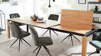 Auszugtisch Interliving aus Holz in Holzfarben Interliving Esszimmer Serie 5110 - Auszugtisch Eiche natur - ca. 160 - 260 x 90 cm