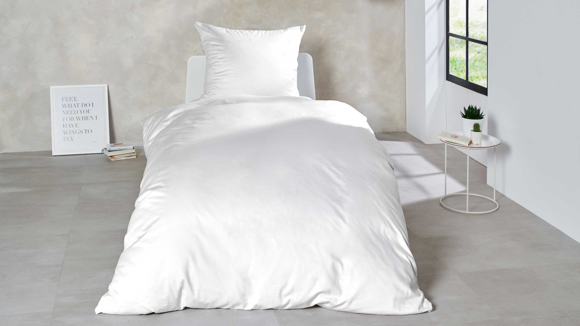 Bettwäsche-Set H. g. hahn haustextilien® aus Stoff in Weiß HAHN Luxus-Satin-Bettwäsche Sempre weißer Baumwollsatin - zweiteilig, ca. 155 x 220 cm