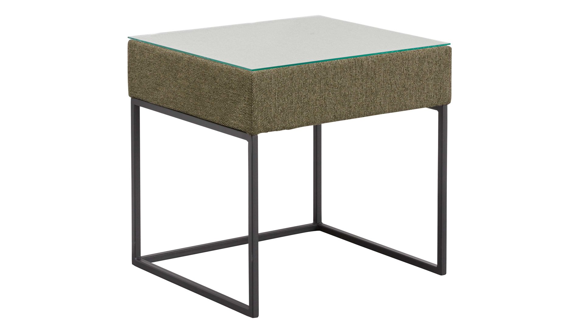 Nachtkommode Interliving aus Stoff in Dunkelgrün Interliving Bettsystem Serie 1414 - Nachtkonsole olivgrüner Stoffbezug GCP 333 - ca. 49 x 45 cm