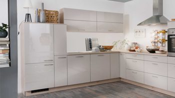 Einbauküche Express küchen aus Holz in Beige EXPRESS KÜCHEN Einbauküche Star mit Einbaugeräten Crema & Wildeiche - Stellfläche ca. 310 x 300 cm