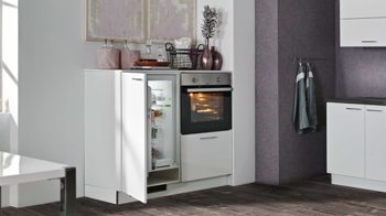 Einbauküche Express küchen aus Holz in Metallfarben EXPRESS KÜCHEN Einbauküche Star mit IGNIS-Geräten Weiß & Kupfer - zweizeilig