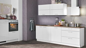 Einbauküche Express küchen aus Holz in Metallfarben EXPRESS KÜCHEN Einbauküche Star mit IGNIS-Geräten Weiß & Kupfer - zweizeilig