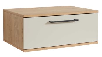 Nachtkommode Interliving aus Holz in Beige Interliving Schlafzimmer Serie 1024 – Nachtkonsole eine Schublade, Sand & Balkeneiche - Breite ca. 60 cm