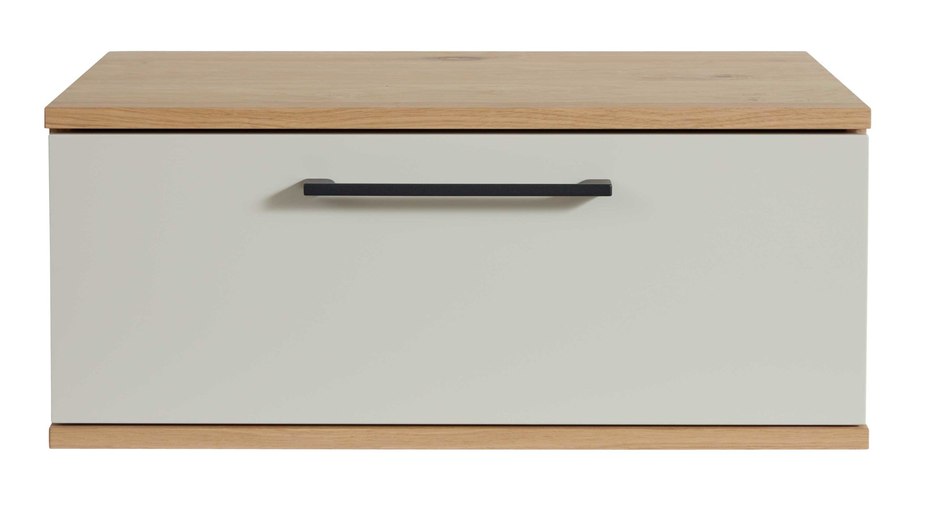 Nachtkommode Interliving aus Holz in Beige Interliving Schlafzimmer Serie 1024 – Nachtkonsole 31001 eine Schublade, Sand & Balkeneiche - Breite ca. 60 cm