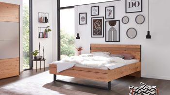 Bettgestell Interliving aus Holz in Holzfarben Interliving Schlafzimmer Serie 1024 – Bettgestell 83238 Kufengestell, Liegefläche ca. 140 x 200 cm - Balkeneiche