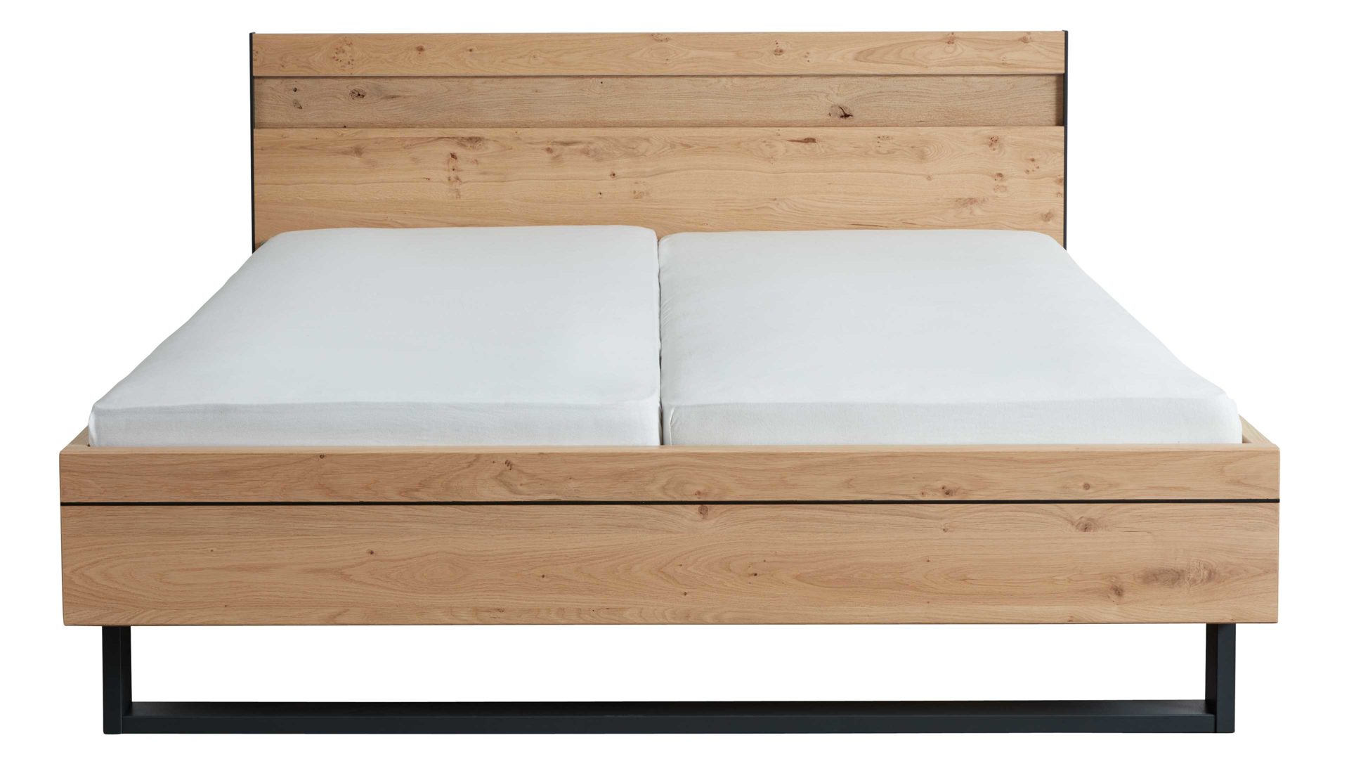 Bettgestell Interliving aus Holz in Holzfarben Interliving Schlafzimmer Serie 1024 – Bettgestell Kufengestell, Liegefläche ca. 180 x 200 cm - Balkeneiche