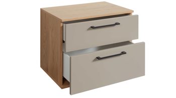 Komplettzimmer Interliving aus Holz in Grau Interliving Schlafzimmer Serie 1024 – Komplettzimmer Design 28, Taupe & Balkeneiche - Schwebetüren, Breite ca. 301 cm