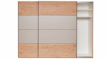 Kleiderschrank Interliving aus Holz in Grau Interliving Schlafzimmer Serie 1024 – Schwebetürenschrank Design 25,  Taupe & Balkeneiche - zwei Türen, Breite ca. 301 cm