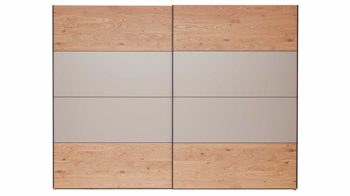 Kleiderschrank Interliving aus Holz in Grau Interliving Schlafzimmer Serie 1024 – Schwebetürenschrank Design 25,  Taupe & Balkeneiche - zwei Türen, Breite ca. 301 cm