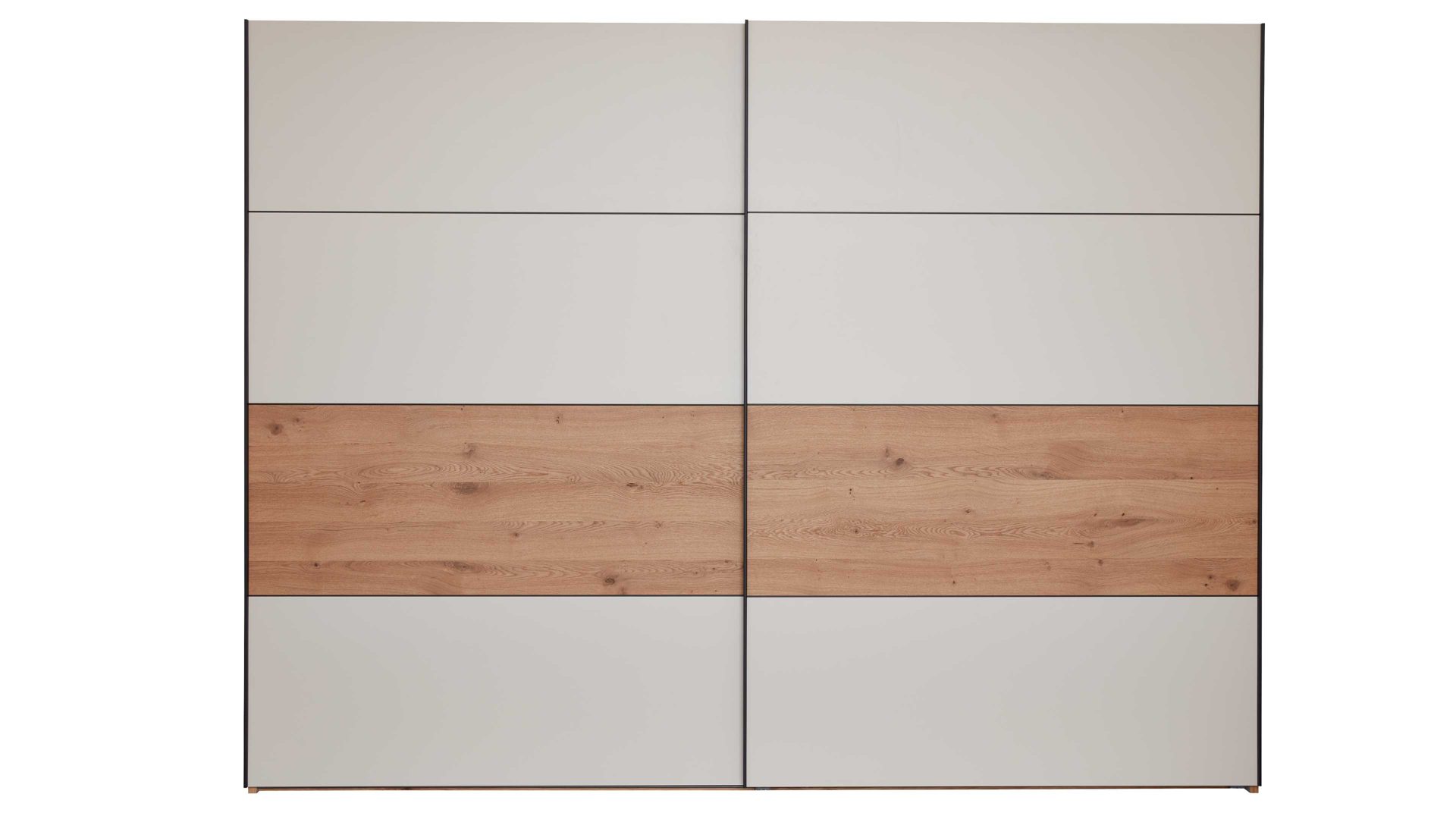 Kleiderschrank Interliving aus Holz in Beige Interliving Schlafzimmer Serie 1024 – Schwebetürenschrank 982406 Design 27,  Sand & Balkeneiche - zwei Türen, Breite ca. 241 cm