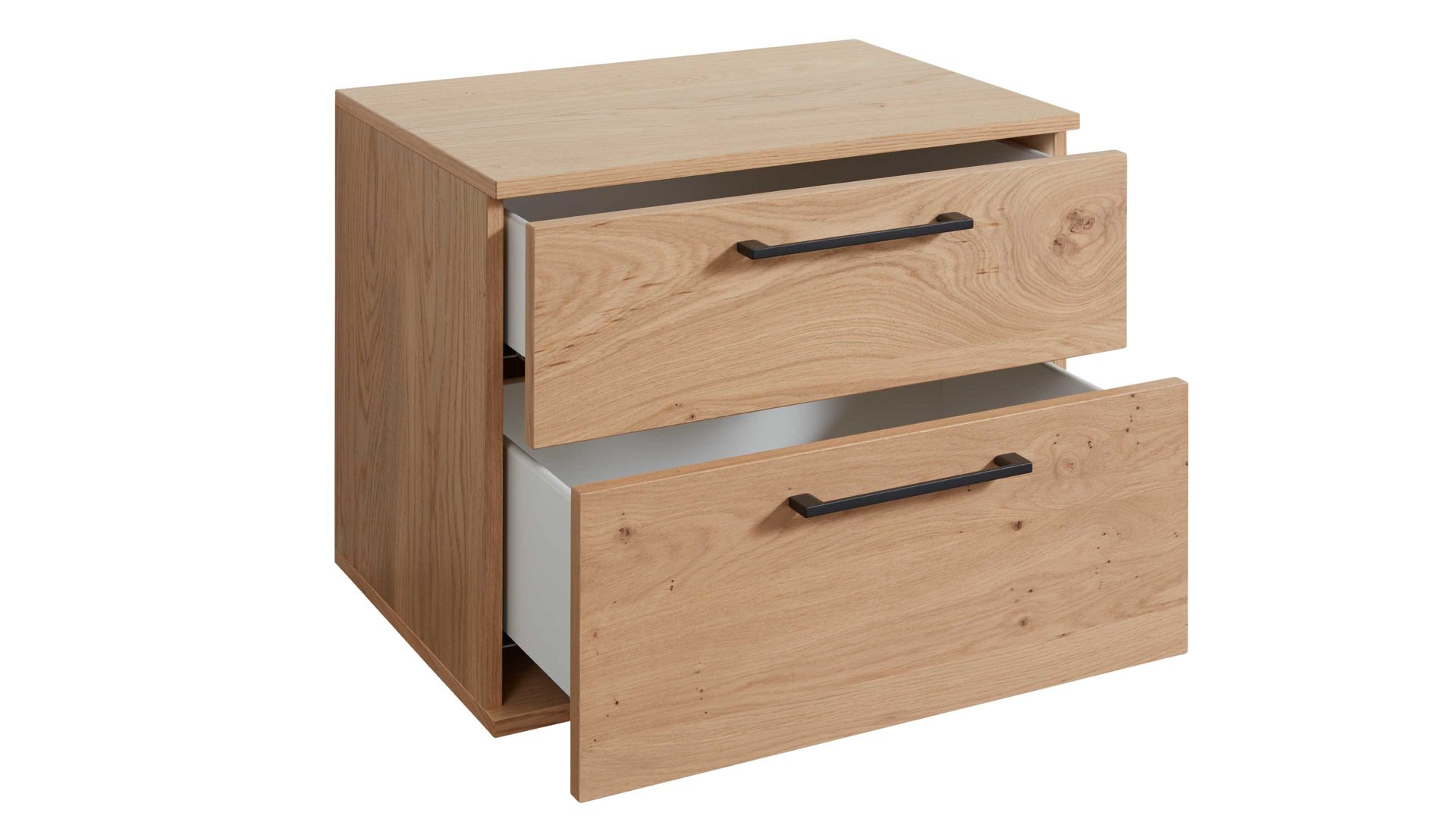 Nachtkommode Interliving aus Holz in Holzfarben Interliving Schlafzimmer Serie 1024 – Nachtkommode 32003 zwei Schubladen, Balkeneiche - Breite ca. 46 cm
