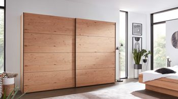 Kleiderschrank Interliving aus Holz in Holzfarben Interliving Schlafzimmer Serie 1024 – Schwebetürenschrank Design 24,  Balkeneiche - zwei Türen, Breite ca. 301 cm