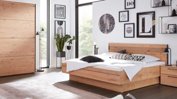 Bettgestell Interliving aus Holz in Holzfarben Interliving Schlafzimmer Serie 1024 – Bettgestell schwebend, Liegefläche ca. 160 x 200 cm - Balkeneiche