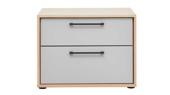 Nachtkommode Interliving aus Holz in Grau Interliving Schlafzimmer Serie 1023 – Nachtkommode Breite ca. 64 cm - Taupe & Balkeneiche, zwei Schubladen