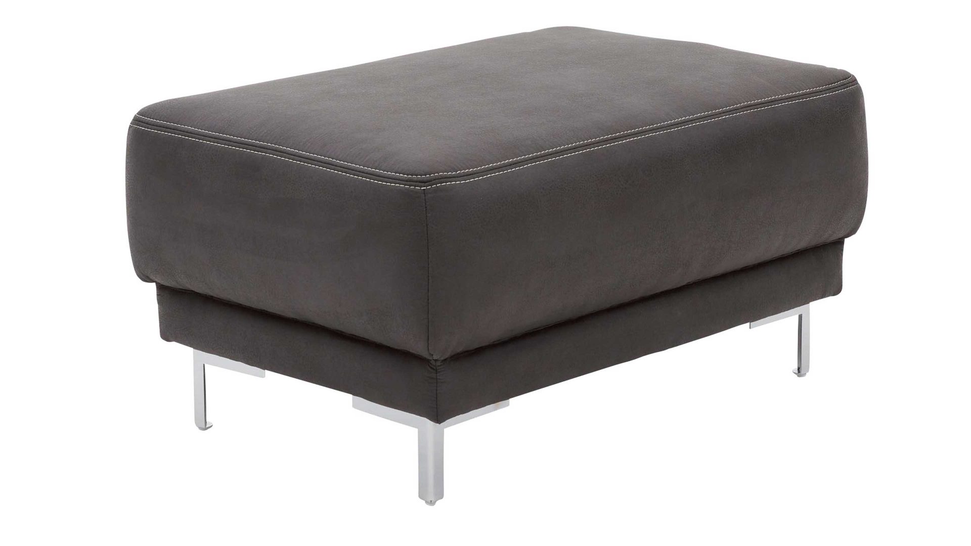 Polsterhocker Interliving aus Stoff in Anthrazit Interliving Sofa Serie 4252 – Polsterhocker 30016 anthrazitfarbener Stoff Büffel & Metallfüße – ca. 125 x 65 cm