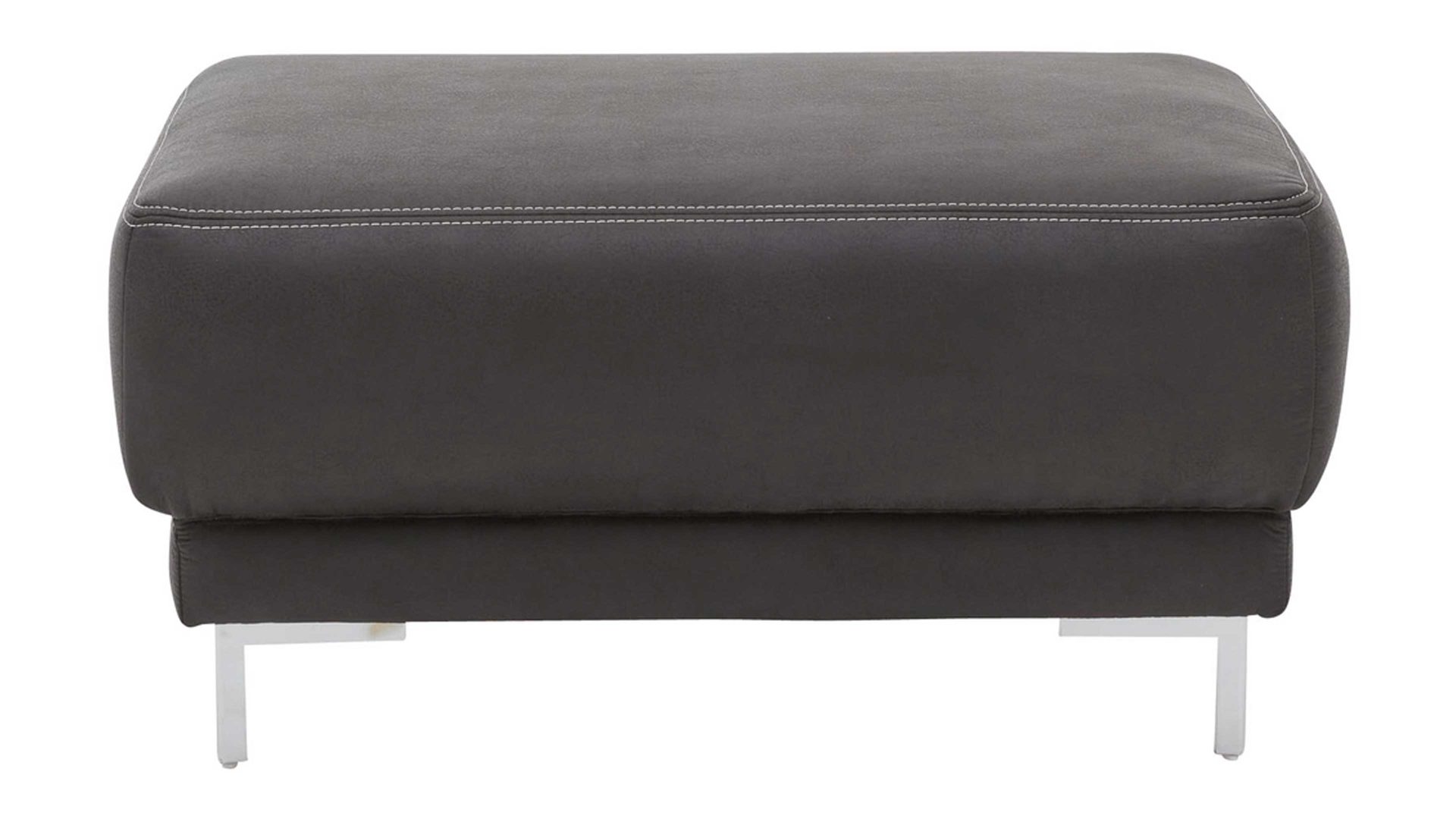 Polsterhocker Interliving aus Stoff in Anthrazit Interliving Sofa Serie 4252 – Polsterhocker anthrazitfarbener Stoff Büffel & Metallfüße – ca. 125 x 65 cm