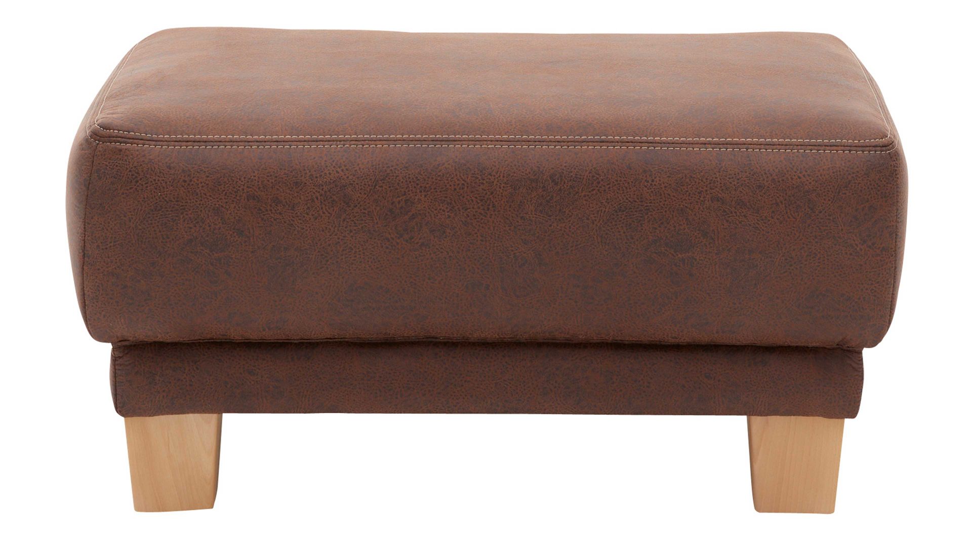 Polsterhocker Interliving aus Stoff in Dunkelbraun Interliving Sofa Serie 4252 – Polsterhocker 30016 schokobrauner Stoff Büffel & Buchenholzfüße – ca. 125 x 65 cm