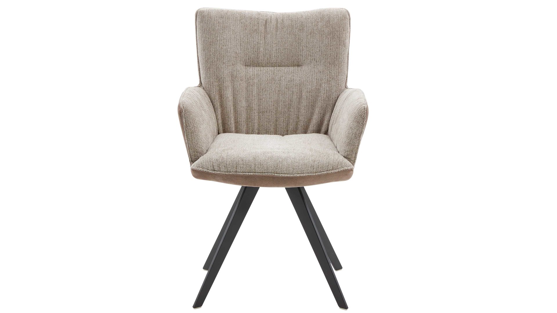 Polsterstuhl Interliving aus Stoff in Beige Interliving Esszimmer Serie 5111 – Schalensessel 9222-04 Rückholfunktion - taupefarbene Bezugkombi 957 & schwarzes Eisen