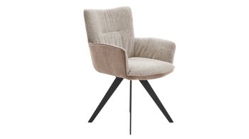 Polsterstuhl Interliving aus Stoff in Beige Interliving Esszimmer Serie 5111 – Schalensessel 9022-04 taupefarbene Bezugkombi 957 & schwarzes Eisen