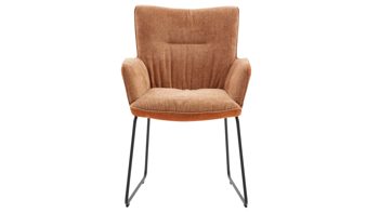 Polsterstuhl Interliving aus Stoff in Orange Interliving Esszimmer Serie 5111 – Schalensessel cognacfarbene Bezugkombi 956 & schwarzes Eisen