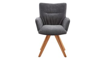 Polsterstuhl Interliving aus Stoff in Dunkelgrau Interliving Esszimmer Serie 5111 – Schalensessel graphitfarbene Bezugkombi 950 & Eiche