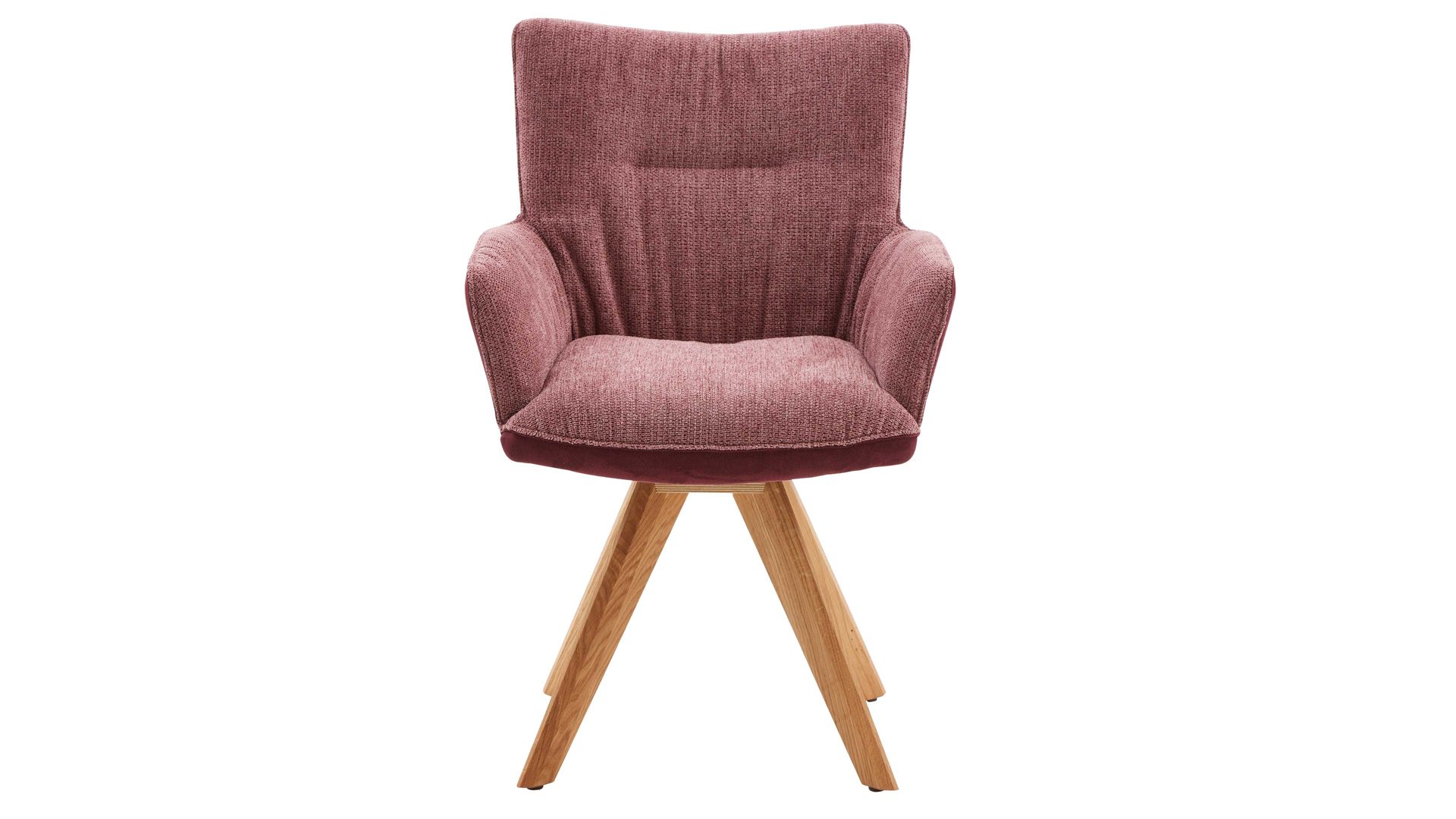 Polsterstuhl Interliving aus Stoff in Dunkelrot Interliving Esszimmer Serie 5111 – Schalensessel 9202-04 Rückholfunktion - weinrote Bezugkombi 954 & Eiche