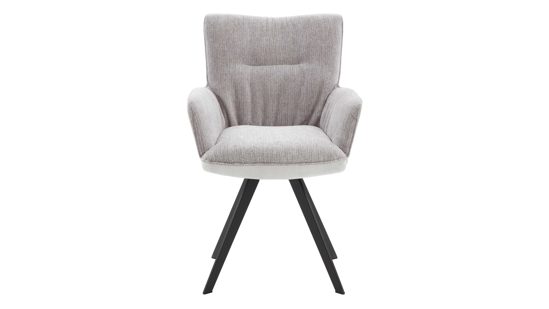 Polsterstuhl Interliving aus Stoff in Hellgrau Interliving Esszimmer Serie 5111 – Schalensessel Rückholfunktion - platinfarbene Bezugkombi 959 & schwarzes Eisen