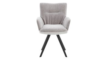 Polsterstuhl Interliving aus Stoff in Hellgrau Interliving Esszimmer Serie 5111 – Schalensessel platinfarbene Bezugkombi 959 & schwarzes Eisen