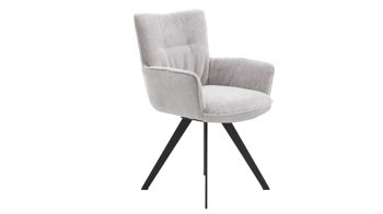 Polsterstuhl Interliving aus Stoff in Hellgrau Interliving Esszimmer Serie 5111 – Schalensessel platinfarbene Bezugkombi 959 & schwarzes Eisen