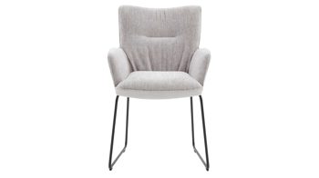 Polsterstuhl Interliving aus Stoff in Hellgrau Interliving Esszimmer Serie 5111 – Schalensessel platinfarbene Bezugkombi 959 & schwarzes Eisen