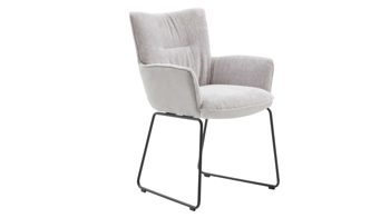 Polsterstuhl Interliving aus Stoff in Hellgrau Interliving Esszimmer Serie 5111 – Schalensessel platinfarbene Bezugkombi 959 & schwarzes Eisen