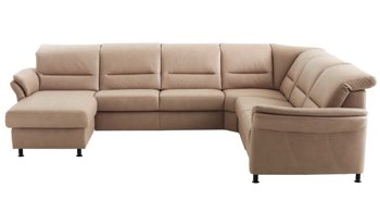 Ecksofa modulmaster aus Stoff in Hellbraun Modulmaster MM-ZE1148 - Wohnlandschaft camelfarbene Mikrofaser Galero & Fuß Z002-M01 - Stellfläche ca. 336 x 268 cm