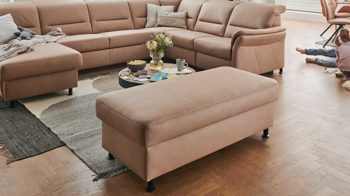 Funktionshocker modulmaster aus Stoff in Hellbraun Modulmaster MM-ZE1148 - XXL-Funktionshocker camelfarbene Mikrofaser Galero & Metallfüße Z002-M01 - ca. 130 x 65 cm