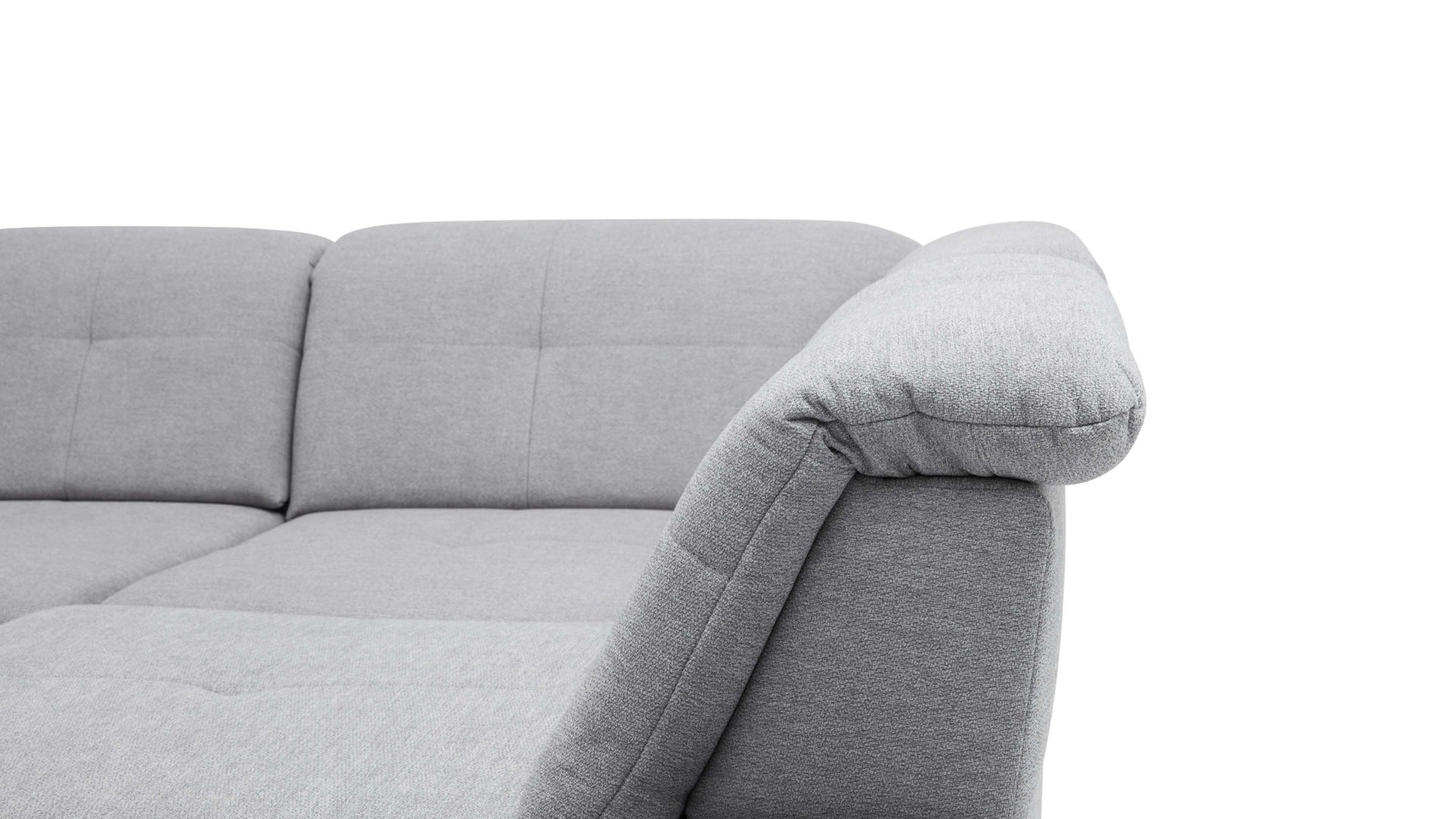 Ecksofa modulmaster aus Stoff in Hellgrau Modulmaster MM-MP1044 - Wohnlandschaft silberfarbene Chenille Calido & Metallfüße - Stellfläche ca. 371 x 260 cm