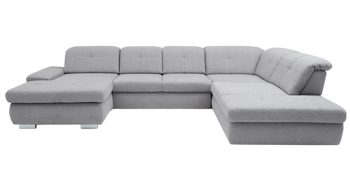 Ecksofa modulmaster aus Stoff in Hellgrau Modulmaster MM-MP1044 - Wohnlandschaft silberfarbene Chenille Calido & Metallfüße - Stellfläche ca. 371 x 260 cm
