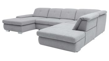 Ecksofa modulmaster aus Stoff in Hellgrau Modulmaster MM-MP1044 - Wohnlandschaft silberfarbene Chenille Calido & Metallfüße - Stellfläche ca. 371 x 260 cm