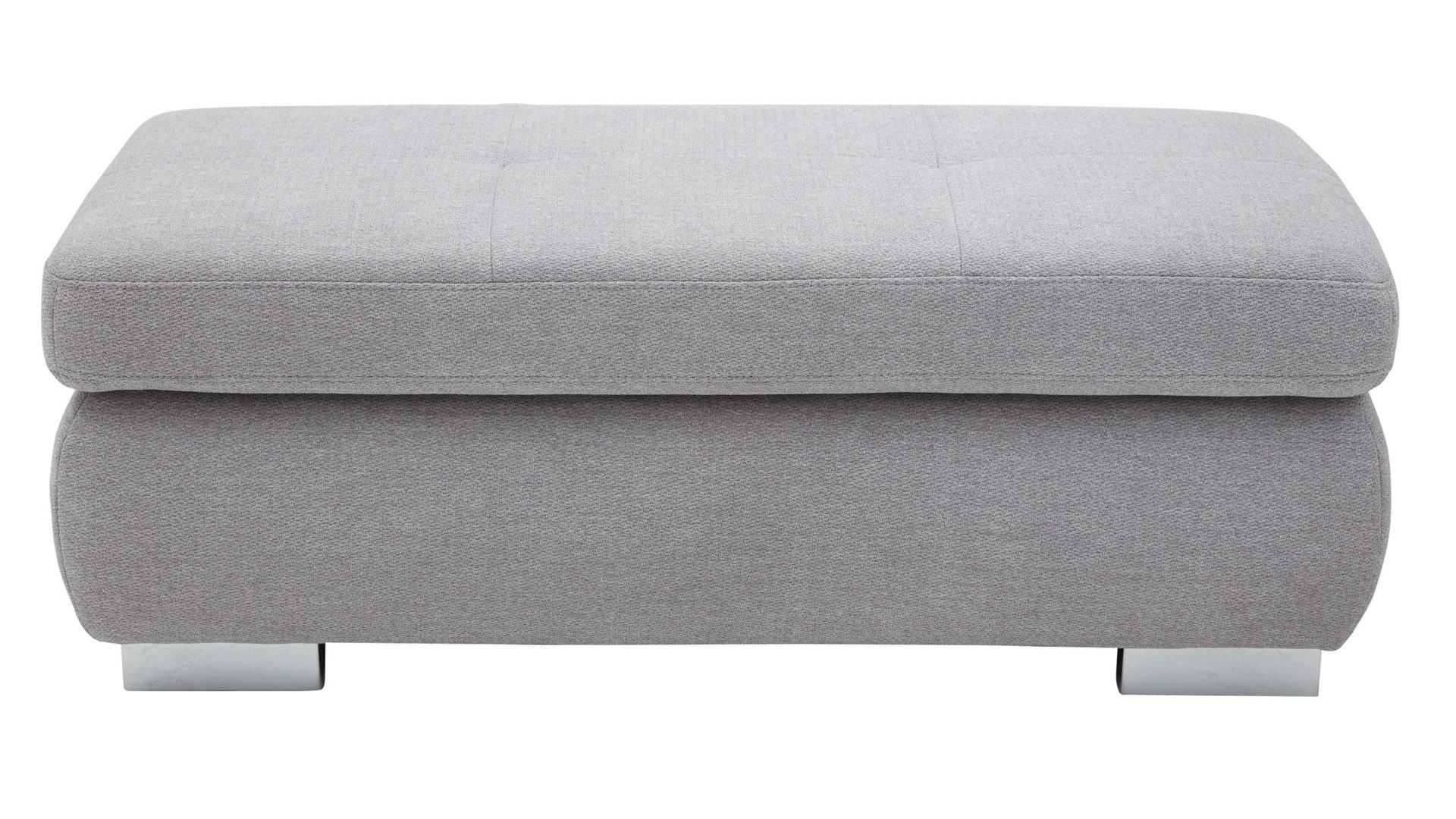 Polsterhocker modulmaster aus Stoff in Hellgrau Modulmaster MM-MP1044 - XXL-Funktionshocker silberfarbene Chenille Calido & Metallfüße - ca. 129 x 64 cm