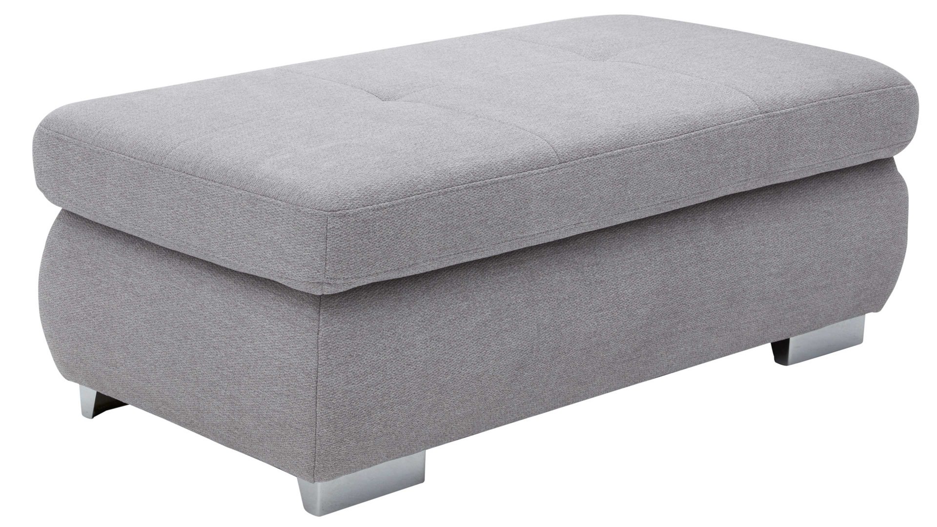 Polsterhocker modulmaster aus Stoff in Hellgrau Modulmaster MM-MP1044 - XXL-Hocker silberfarbene Chenille Calido & Metallfüße - ca. 129 x 64 cm