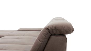 Ecksofa modulmaster aus Stoff in Braun Modulmaster MM-MP1044 - Ecksofa nougatfarbene Mikrofaser Saddle & Metallfüße - Stellfläche ca. 309 x 195 cm