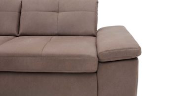Ecksofa modulmaster aus Stoff in Braun Modulmaster MM-MP1044 - Ecksofa nougatfarbene Mikrofaser Saddle & Metallfüße - Stellfläche ca. 309 x 195 cm