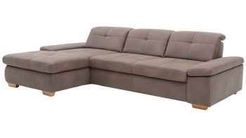 Ecksofa modulmaster aus Stoff in Braun Modulmaster MM-MP1044 - Ecksofa nougatfarbene Mikrofaser Saddle & Metallfüße - Stellfläche ca. 309 x 195 cm