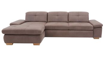 Ecksofa modulmaster aus Stoff in Braun Modulmaster MM-MP1044 - Ecksofa nougatfarbene Mikrofaser Saddle & Metallfüße - Stellfläche ca. 309 x 195 cm