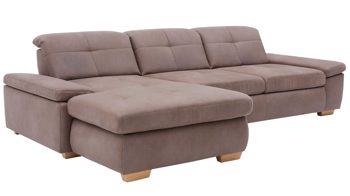 Ecksofa modulmaster aus Stoff in Braun Modulmaster MM-MP1044 - Ecksofa nougatfarbene Mikrofaser Saddle & Metallfüße - Stellfläche ca. 309 x 195 cm