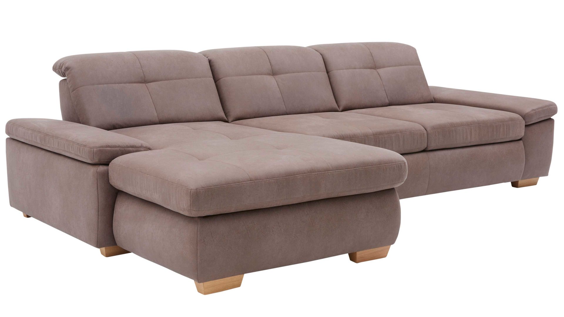 Ecksofa modulmaster aus Stoff in Braun Modulmaster MM-MP1044 - Ecksofa nougatfarbene Mikrofaser Saddle & Metallfüße - Stellfläche ca. 309 x 195 cm