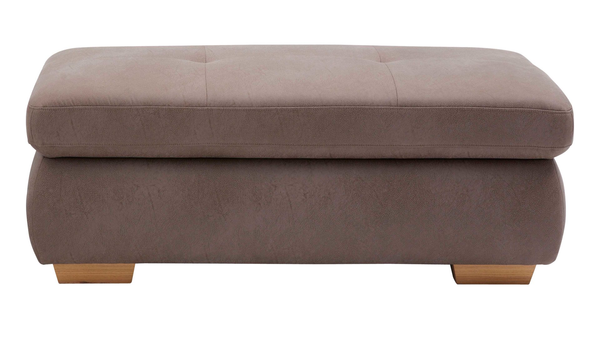 Polsterhocker modulmaster aus Stoff in Braun Modulmaster MM-MP1044 - XXL-Hocker nougatfarbene Mikrofaser Saddle & Holzfüße - ca. 129 x 64 cm